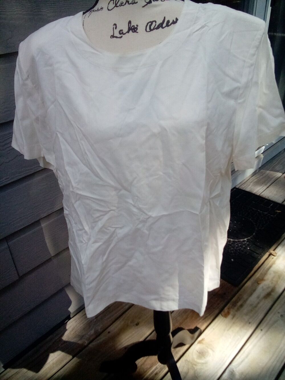 Orvis Shirt Womens XL Ivory Silk Short Sleeve Back Button